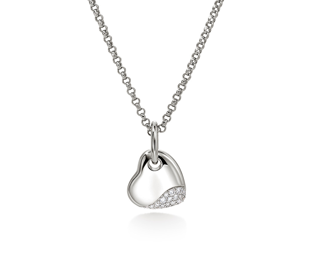 Pebble Heart Silver Necklace